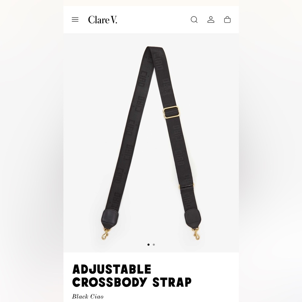 Clare V Black Ciao Crossbody Strap with Gold Accents